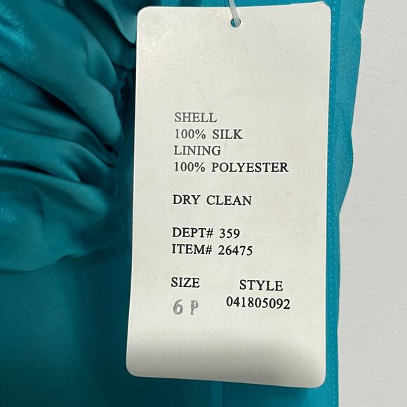 Papell Boutique 100% Silk Halter Dress Sz 6P Blue Y2K Gala Party Event Babydoll - Picture 8 of 11